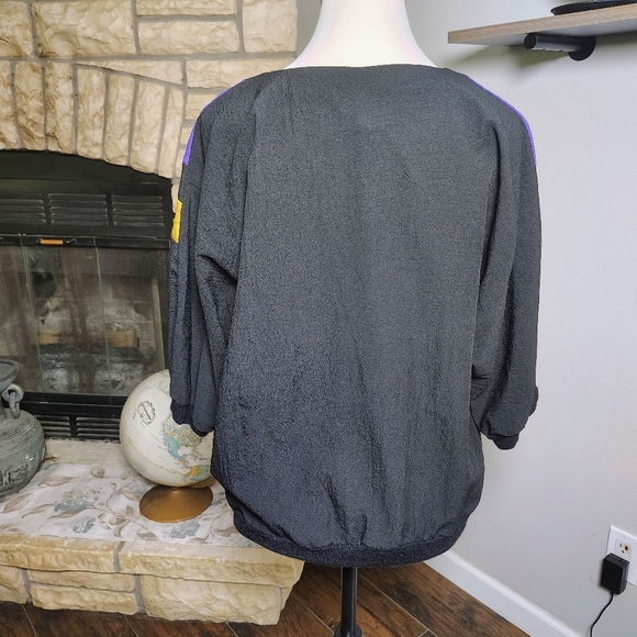 Oraré Purple and Black V-Neck Top Vintage - Picture 2 of 6